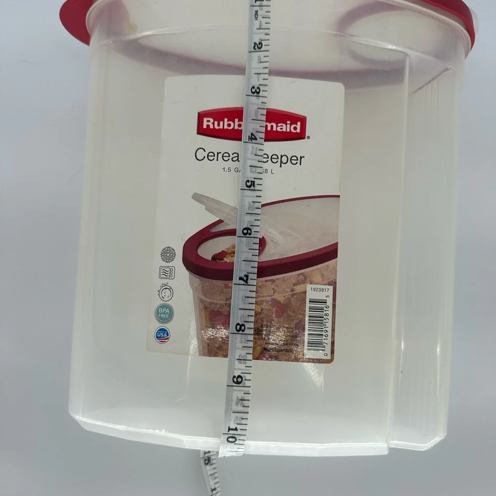 Rubbermaid Cereal Keeper 1.5 GAL Red Flip Top Lid 2014 Made in USA